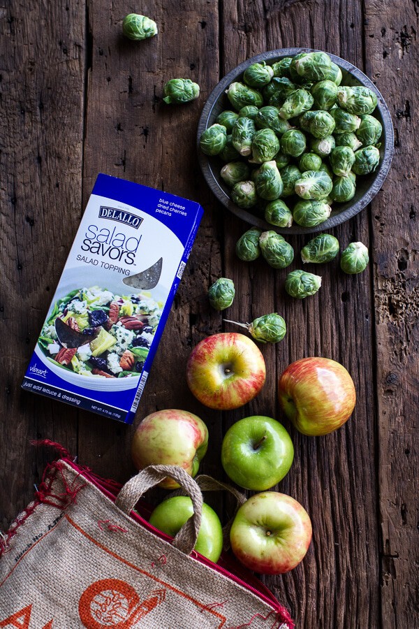 Caramelized Brussels Sprout Salad w/Blue Cheese, Bacon + Caramel Apple Vinaigrette | halfbakedharvest.com @hbharvest