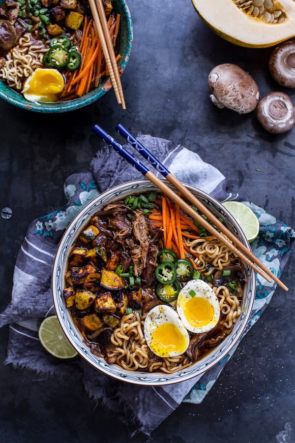 Crockpot Crispy Caramelized Pork Ramen Noodle Soup w-Curry Roasted Acorn Squash| halfbakedharvest.com @hbharvest