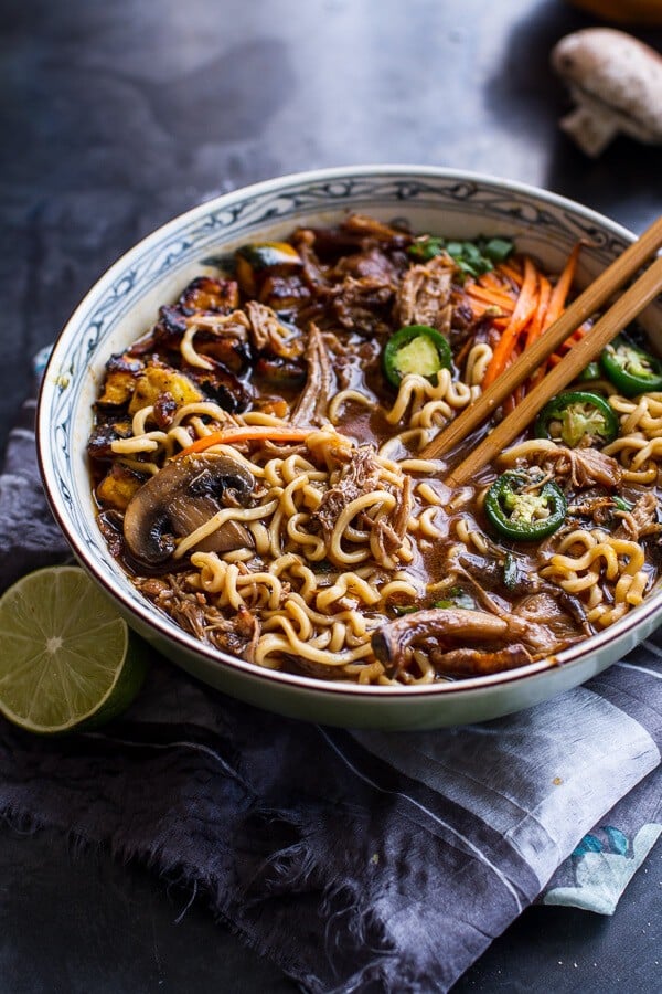 Crockpot Crispy Caramelized Pork Ramen Noodle Soup w-Curry Roasted Acorn Squash| halfbakedharvest.com @hbharvest