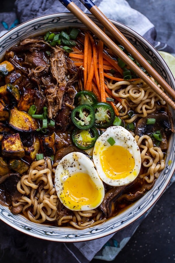 Crockpot Crispy Caramelized Pork Ramen Noodle Soup w-Curry Roasted Acorn Squash| halfbakedharvest.com @hbharvest