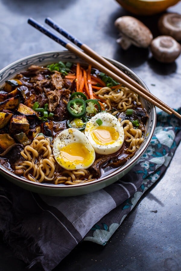 Crockpot Crispy Caramelized Pork Ramen Noodle Soup w-Curry Roasted Acorn Squash| halfbakedharvest.com @hbharvest