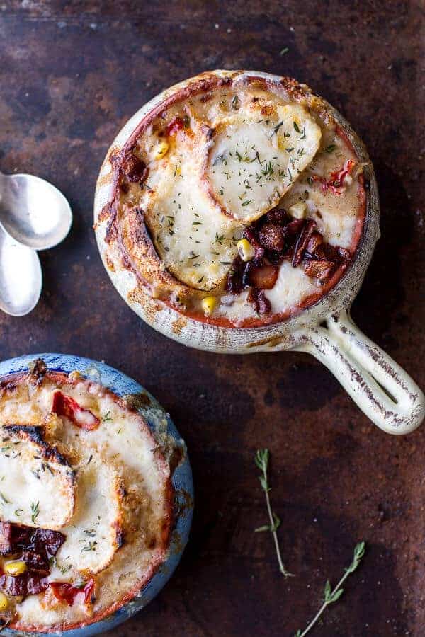 Late Summer Corn and Lobster French Onion Chowder with Gruyère Toasties | halfbakedharvest.com @hbharvest