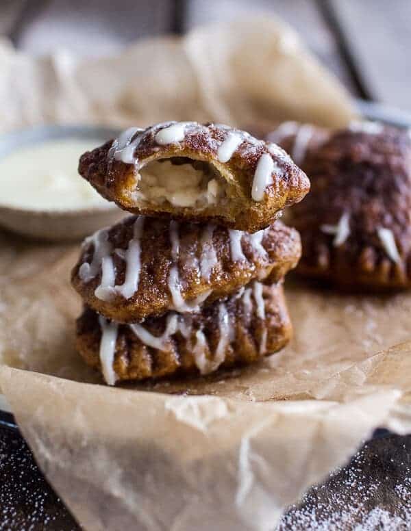 Mini Cream Cheese Stuffed Cinnamon Sugar Pumpkin Bagel Poptarts | halfbakedharvest.com @hbharvest