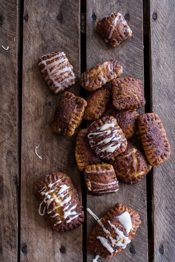 Mini Cream Cheese Stuffed Cinnamon Sugar Pumpkin Bagel Poptarts | halfbakedharvest.com @hbharvest