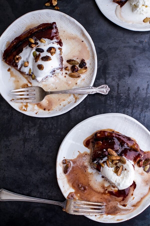 Nutella Banana Tarte Tatin with Cinnamon Sugar Roasted Pumpkin Seed and Hazelnut Crunch | halfbakedharvest.com @hbharvest