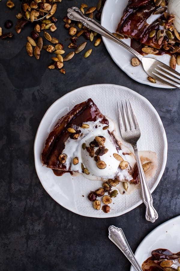 Nutella Banana Tarte Tatin with Cinnamon Sugar Roasted Pumpkin Seed and Hazelnut Crunch | halfbakedharvest.com @hbharvest