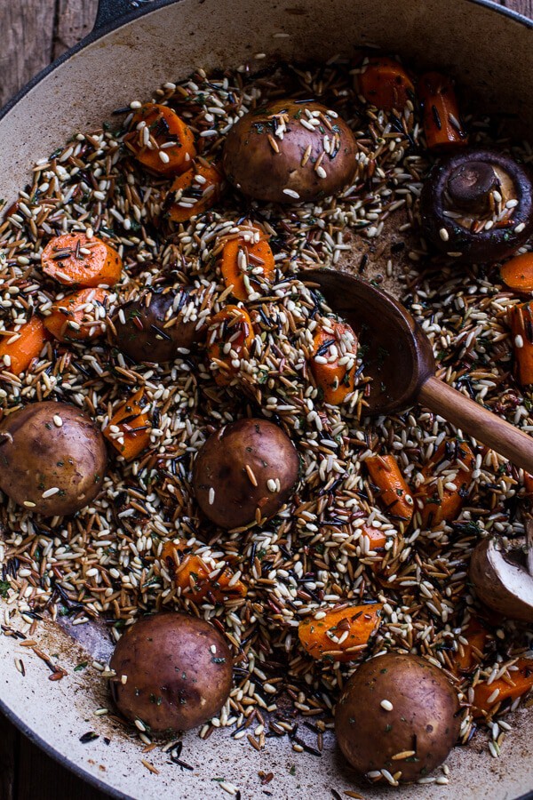 One-Pot Autumn Herb Roasted Chicken with Butter Toasted Wild Rice Pilaf |halfbakedharvest.com @hbharvest