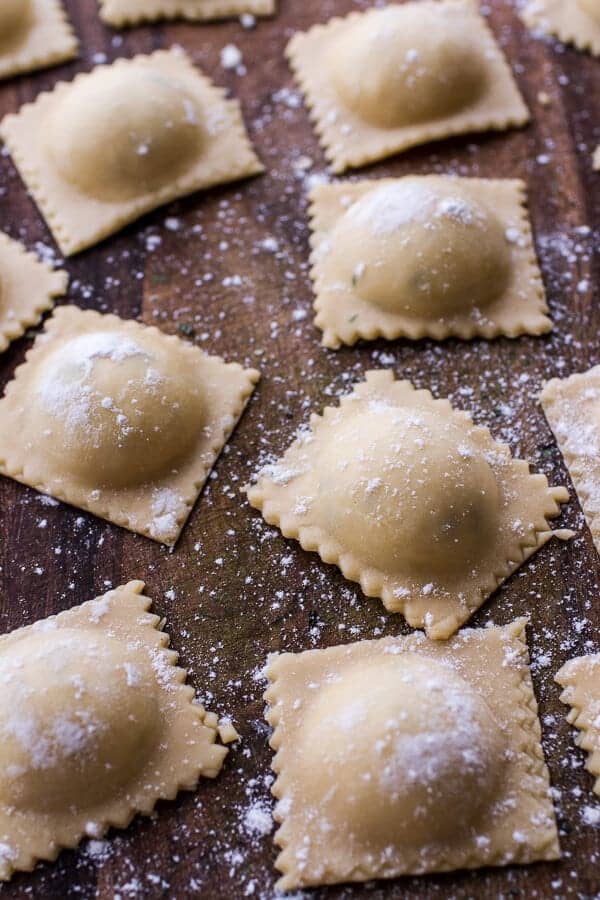 Taleggio Ravioli with Garlicy Butter Kale and Mushroom Sauce + Toasted Pine Nuts | halfbakedharvest.com @hbharvest