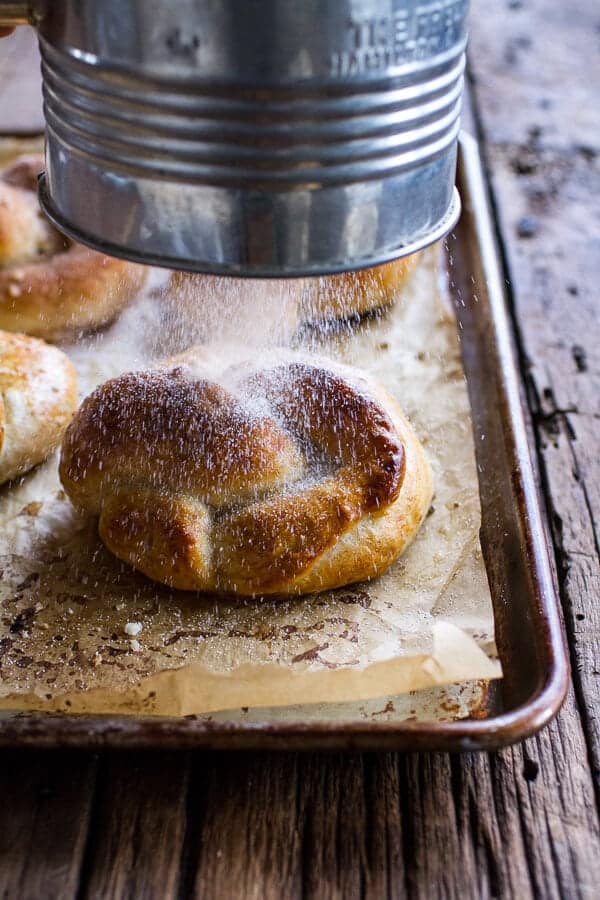 Hot Buttered Rum Apple Pie Stuffed Cinnamon Sugar Soft Pretzels | halfbakedharvest.com @hbharvest