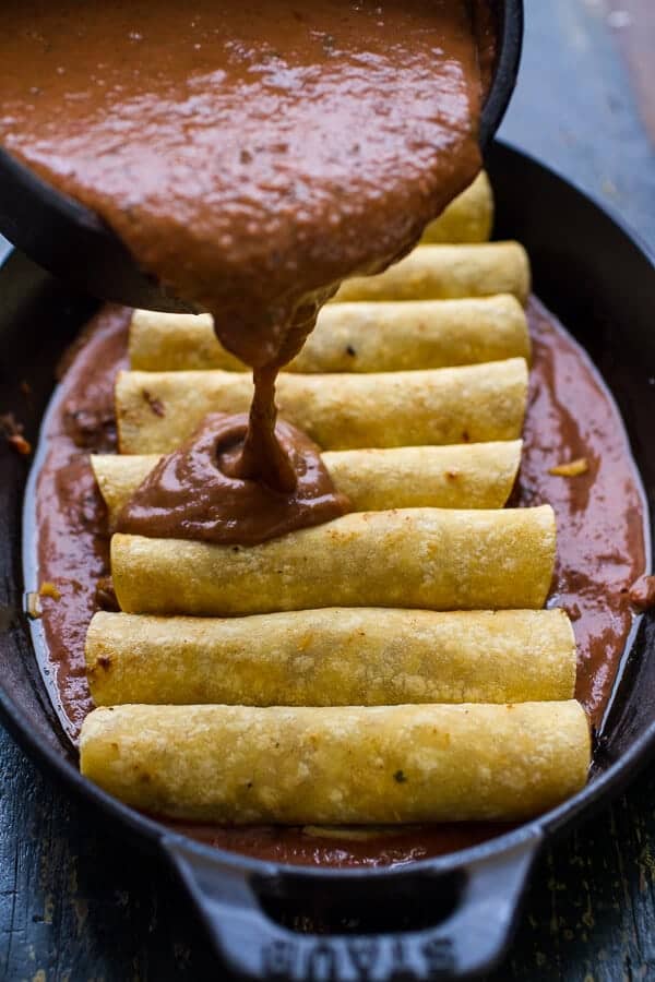 Roasted Chicken + Smoked Gouda Enchiladas w/Fire Roasted Tomatillo Cranberry Sauce | halfbakedharvest.com @hbharvest