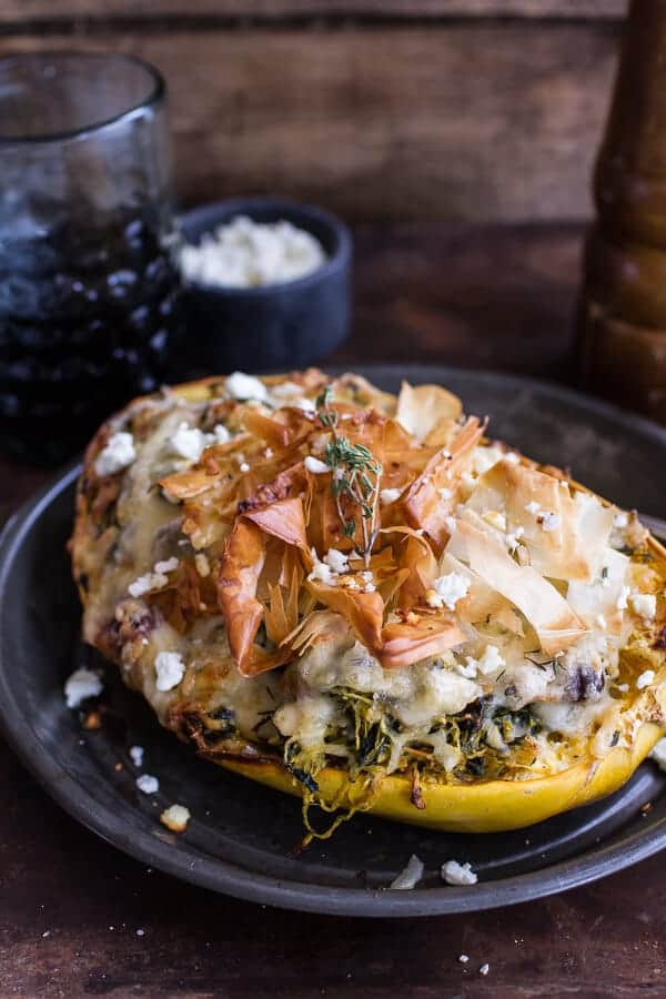 Spanakopita Stuffed Spaghetti Squash Bowls | halfbakedharvest.com @hbharvest
