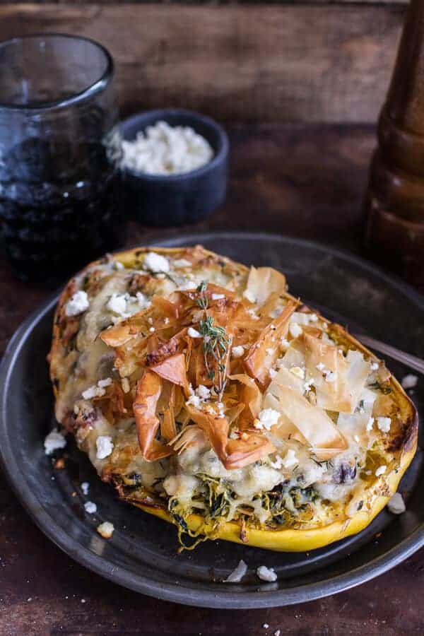 Spanakopita Stuffed Spaghetti Squash Bowls | halfbakedharvest.com @hbharvest