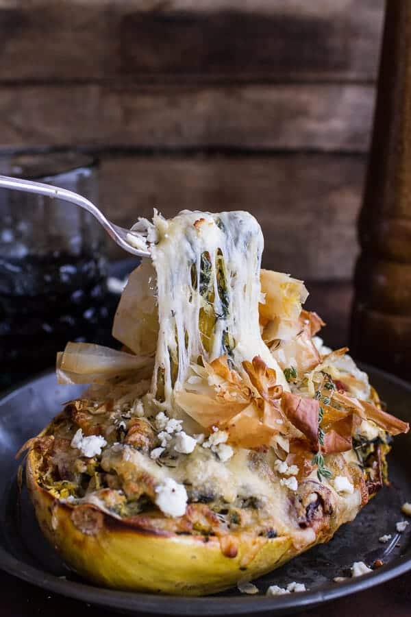 Spanakopita Stuffed Spaghetti Squash Bowls | halfbakedharvest.com @hbharvest