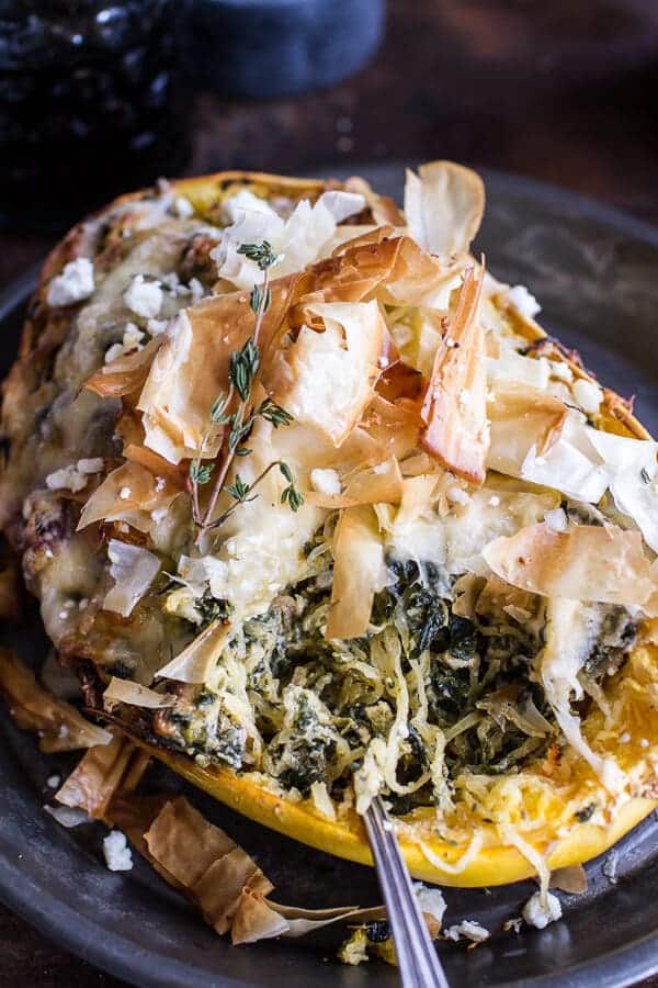 Spanakopita Stuffed Spaghetti Squash Bowls | halfbakedharvest.com @hbharvest