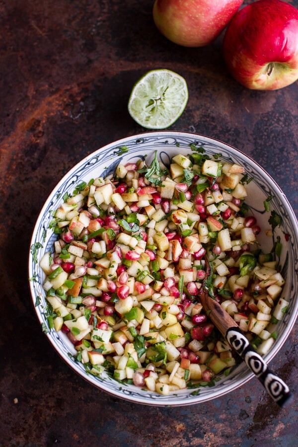 Spicy Cider Beer Braised Chicken Enchilada Tacos w-Sweet Chili Apple-Pomegranate Salsa | halfbakedharvest.com @hbharvest