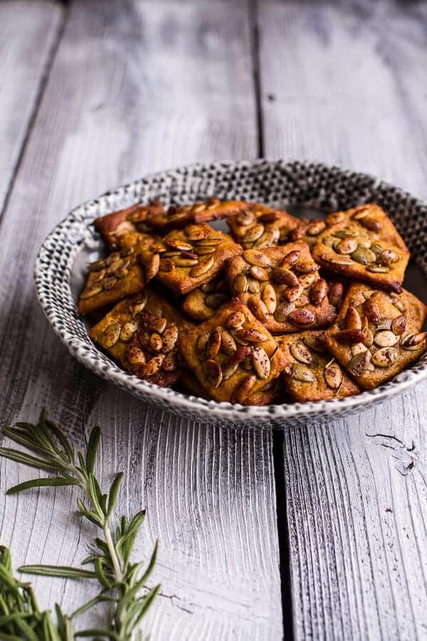 Sweet and Spicy Rosemary Cheddar + Gorgonzola Pumpkin Crackers | halfbakedharvest.com @hbharvest