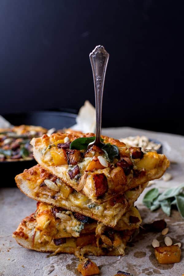 Sweet 'n' Spicy Roasted Butternut Squash Pizza w/Cider Caramelized Onions + Bacon | halfbakedharvest.com @hbharvest