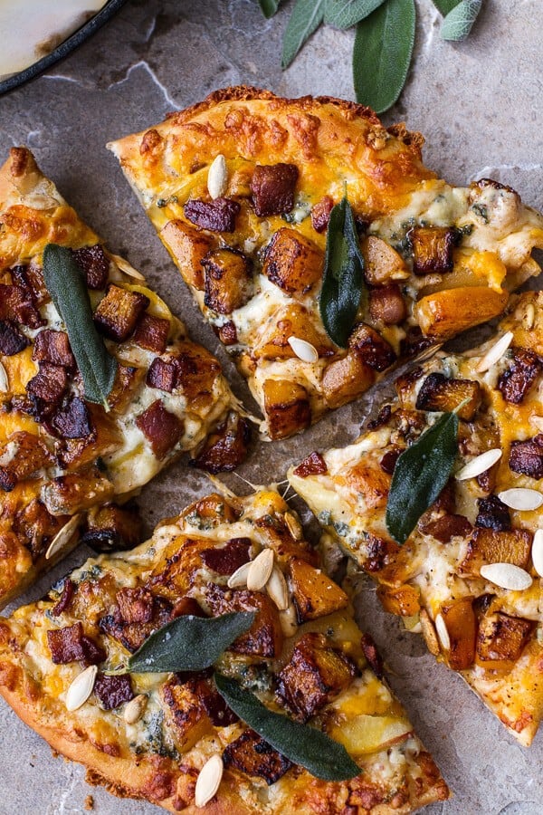 Sweet 'n' Spicy Roasted Butternut Squash Pizza w/Cider Caramelized Onions + Bacon | halfbakedharvest.com @hbharvest