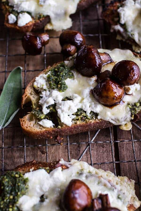 Buttered Mushroom, Sage Pesto + Goat Cheese Sourdough Toast | halfbakedharvest.com @hbharvest