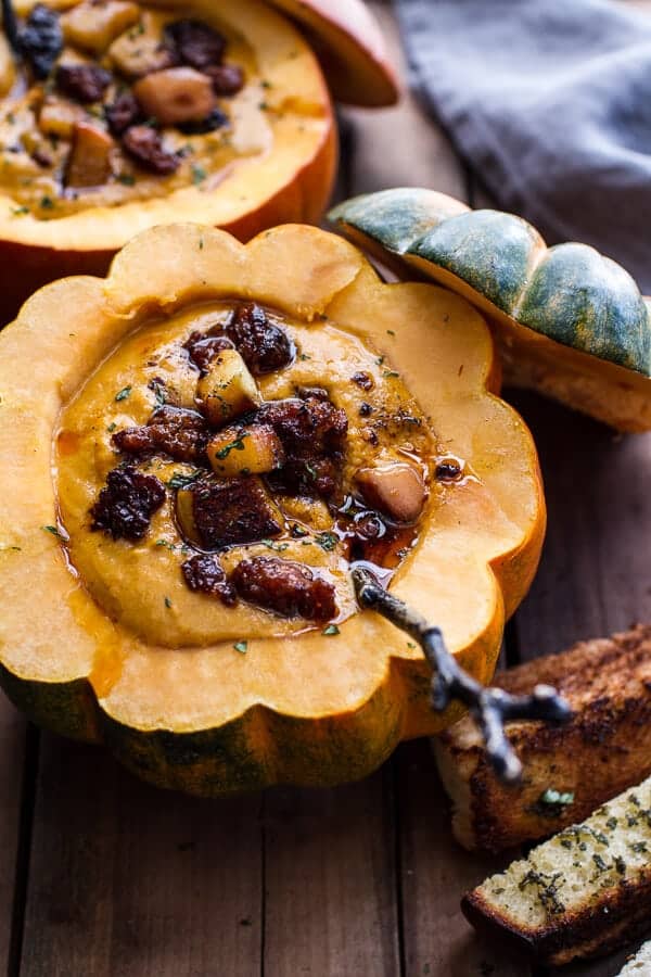 Chipotle Pumpkin Soup with Crispy Chorizo + Caramelized Apples | halfbakedharvest.com @hbharvest