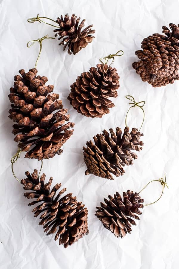Homemade Holidays: Snowy, Sparkly Pine Cone Ornaments | halfbakedharvest.com @hbharvest