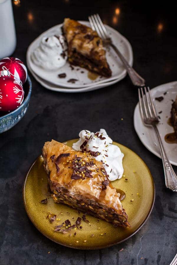 Chocolate “Candy Bar” Baklava with Butter Rum Sauce | halfbakedharvest.com @hbharvest