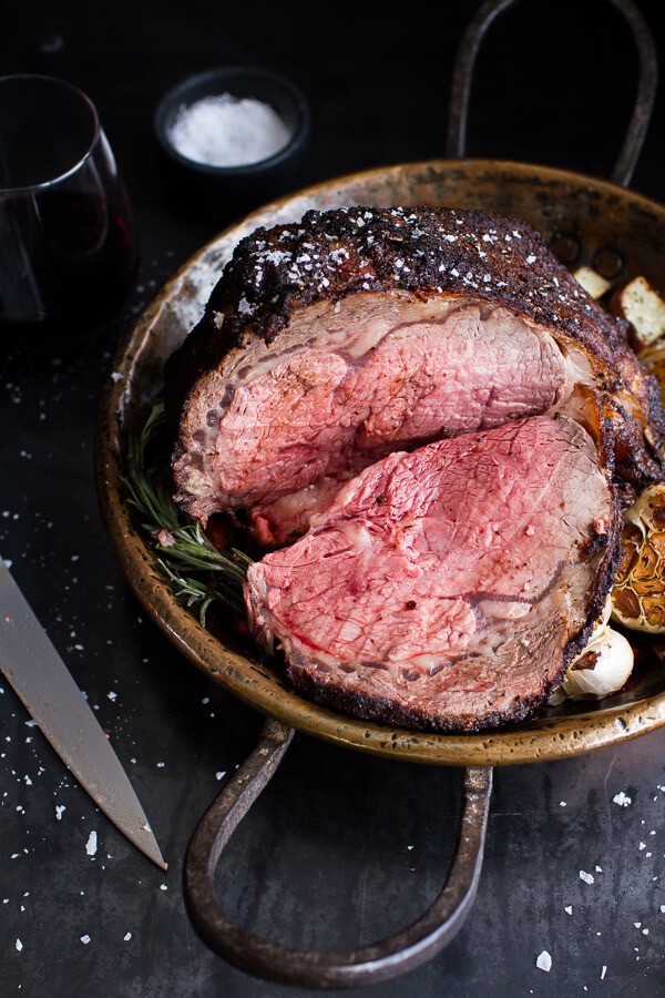 Coffee Rubbed Prime Rib Roast with Roasted Garlic Gorgonzola Butter | halfbakedharvest.com @hbharvest