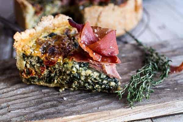 Deep Dish Spinach and Prosciutto Quiche with Toasted Sesame Crust | halfbakedharvest.com @hbharvest