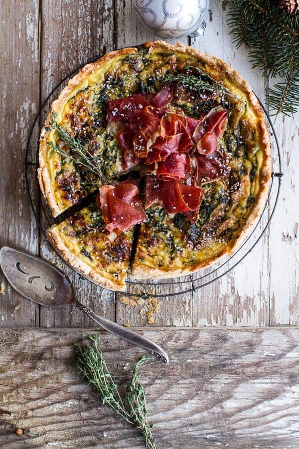 Deep Dish Spinach and Prosciutto Quiche with Toasted Sesame Crust | halfbakedharvest.com @hbharvest