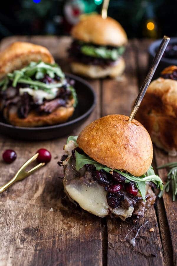 Gingery Steak and Brie Sliders with Balsamic Cranberry Sauce | halfbakedharvest.com @hbharvest