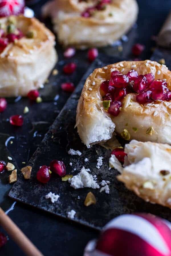 Goat Cheese Stuffed Phyllo Swirls with Pomegranate Honey + Pistachios | halfbakedharvest.com @hbharvest