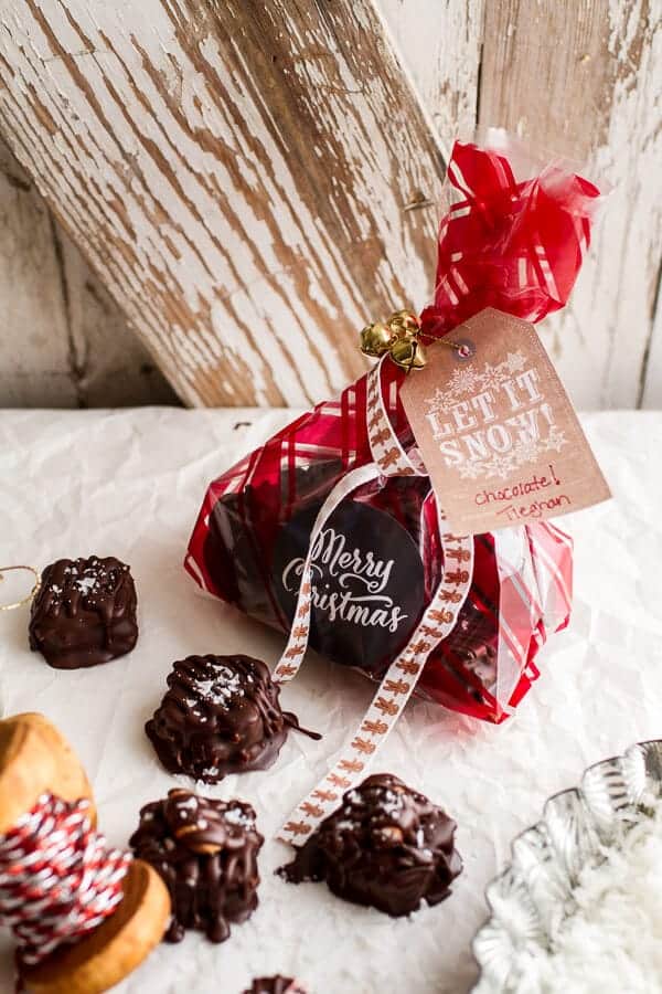 Homemade Holidays: Coconut Caramel Stuffed Chocolate Covered Pretzel Presents | halfbakedharvest.com @hbharvest