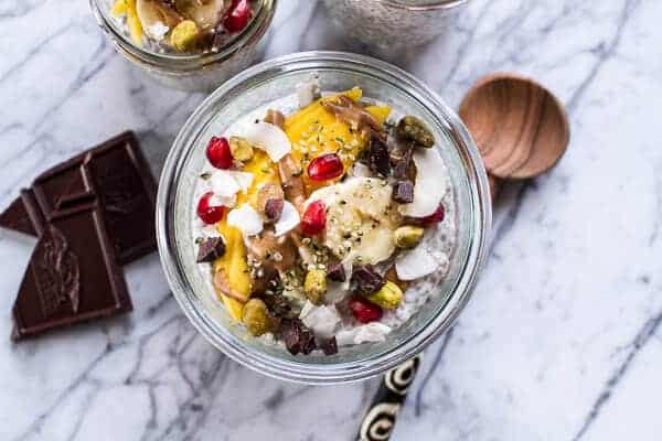 Coconut Almond Cream Chia Pudding with Superfoods + Dark Chocolate | halfbakedharvest.com @hbharvest