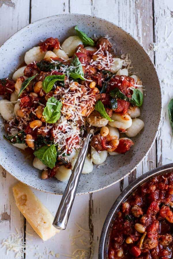 Crockpot Tuscan Sausage and White Bean Ragu with Buttered Gnocchi | halfbakedharvest.com @hbharvest