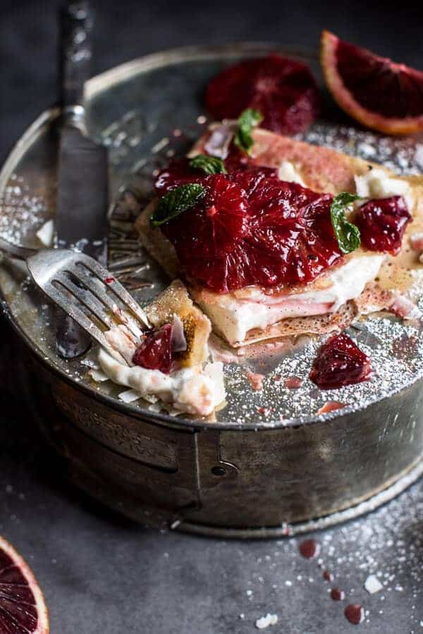 Coconut Honey Crepes with Whipped Mascarpone + Blood Orange Compote | halfbakedharvest.com @hbharvest