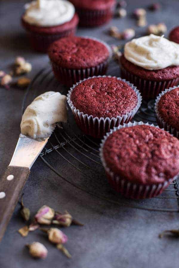 Deep Dark and Rosy, Red Velvet Cupcakes | halfbakedharvest.com @hbharvest