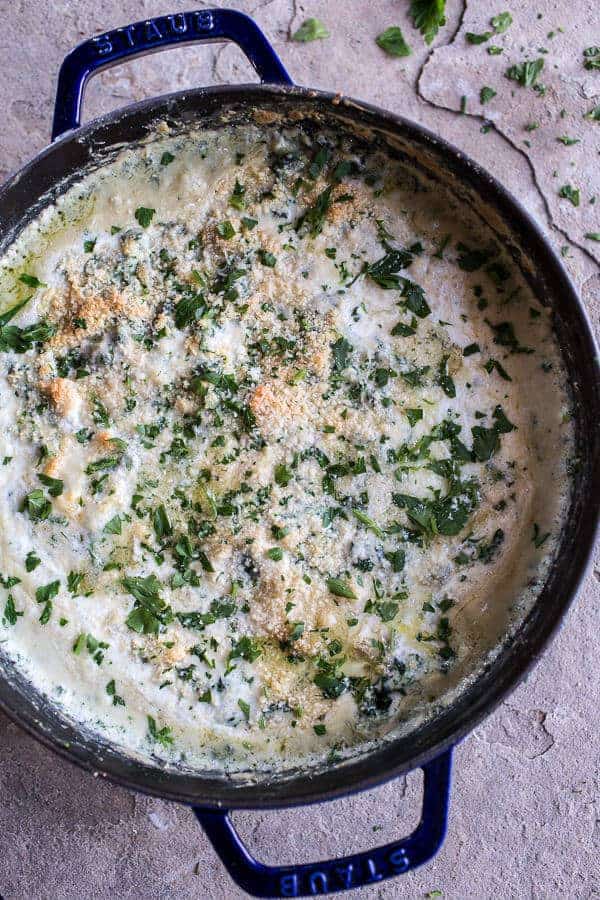 Mom’s Chicken Florentine with Creamy Roasted Garlic Polenta | halfbakedharvest.com @hbharvest