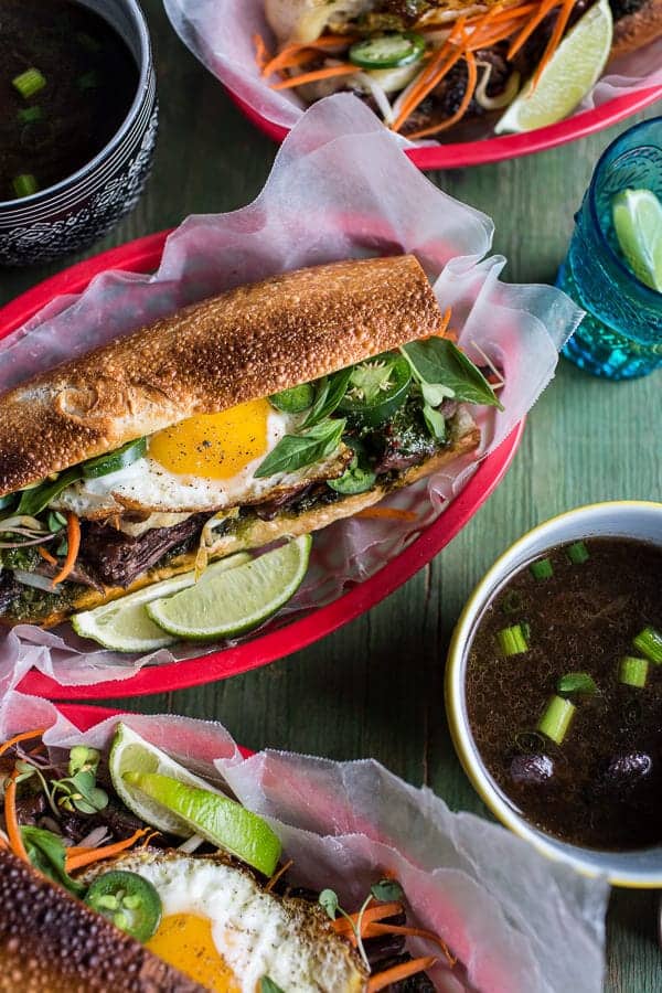 Short Rib Pho French Dip Banh Mi with Thai Basil Chimichurri | halfbakedharvest.com @ hbharvest