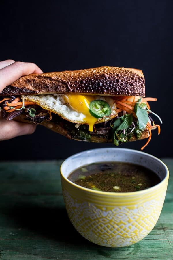 Short Rib Pho French Dip Banh Mi with Thai Basil Chimichurri | halfbakedharvest.com @ hbharvest