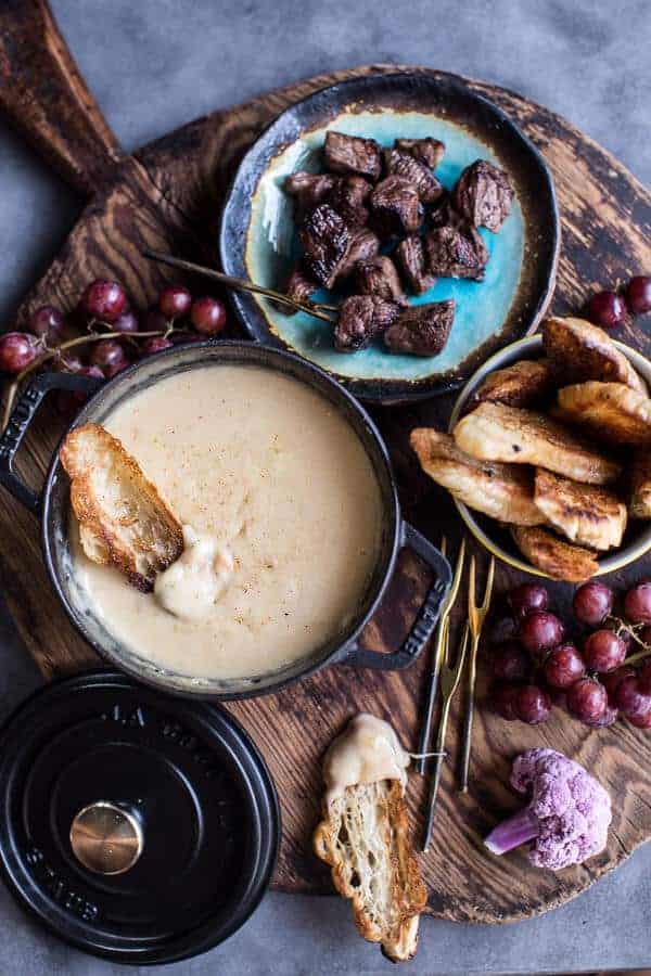 Smoky 3 Cheese Fondue with Toasted Garlic Buttered Croissants | halfbakedharvest.com @hbharvest
