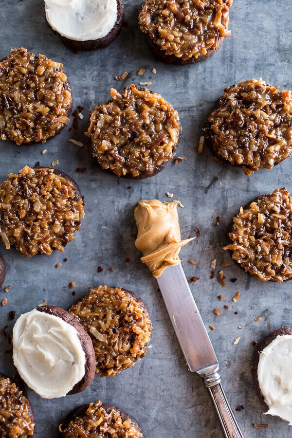 Chocolate Dipped Homemade Peanut Butter Samoa Oreo Cookies | halfbakedharvest.com @hbharvest