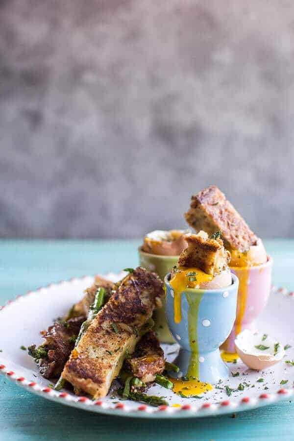 Drippy Eggs with Asparagus French Toast Grilled Cheese Soldiers | halfbakedharvest.com @hbharvest