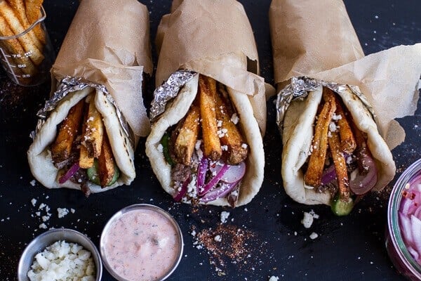 Greek Style Roasted Lamb Gyros with Harissa Spiced Tzatziki | halfbakedharvest.com @hbharvest