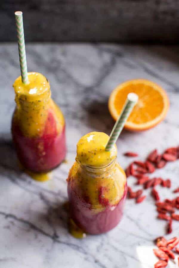 Island Mango Goji Berry Sunrise Smoothie | halfbakedharvest.com @hbharvest