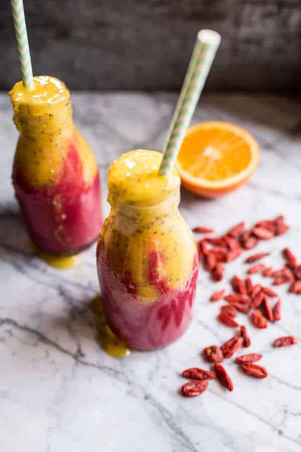 Island Mango Goji Berry Sunrise Smoothie | halfbakedharvest.com @hbharvest