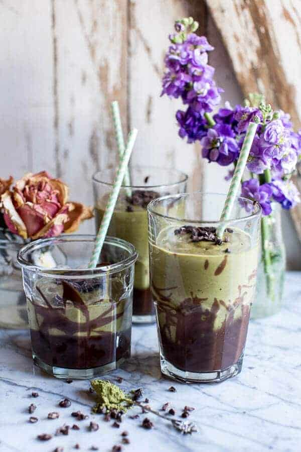 Vanilla Almond Matcha and Chocolate Lava Shake | halfbakedharvest.com @hbharvest