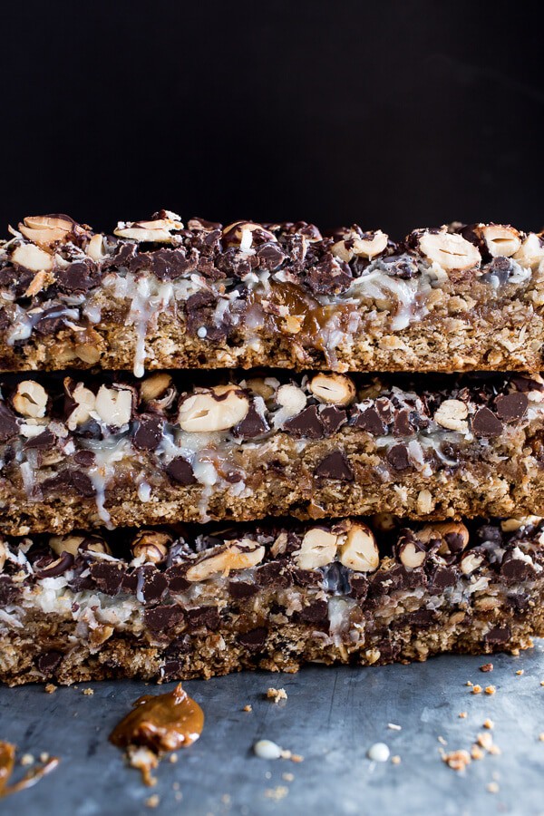 7-Layer Dulce De Leche Oatmeal Chocolate Chip Bars | halfbakedharvest.com @hbharvest