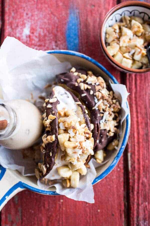 Tres Leches Coconut and Chocolate Fudge Ice Cream Tacos with Banana Peanut Salsa | halfbakedharvest.com @hbharvest