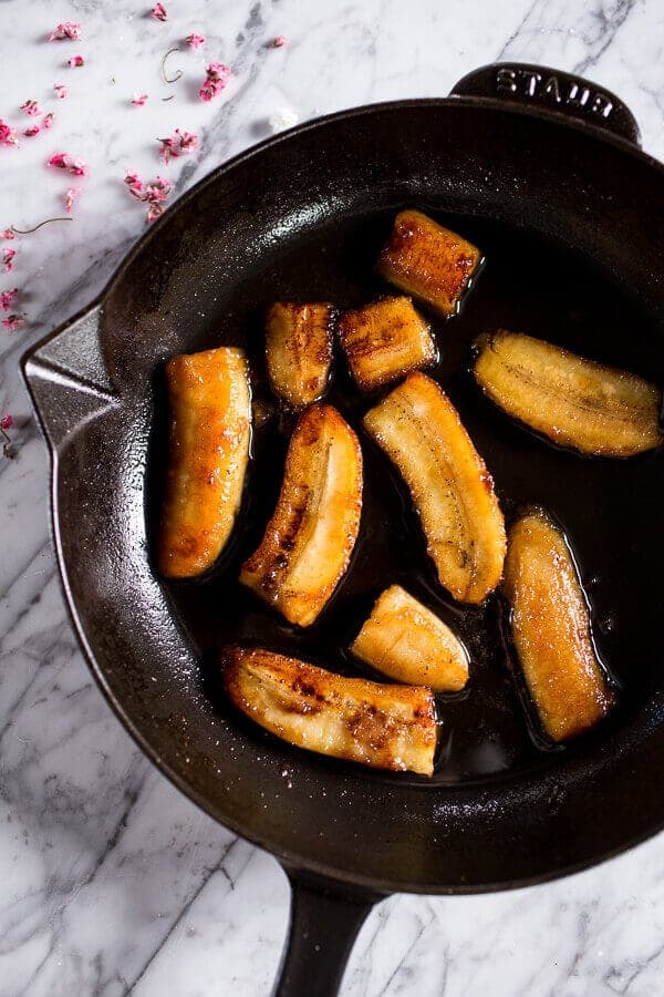 Whole Wheat Belgium Chocolate Chip Waffles with Coconut Caramelized Bananas | halfbakedharvest.com @hbharvest