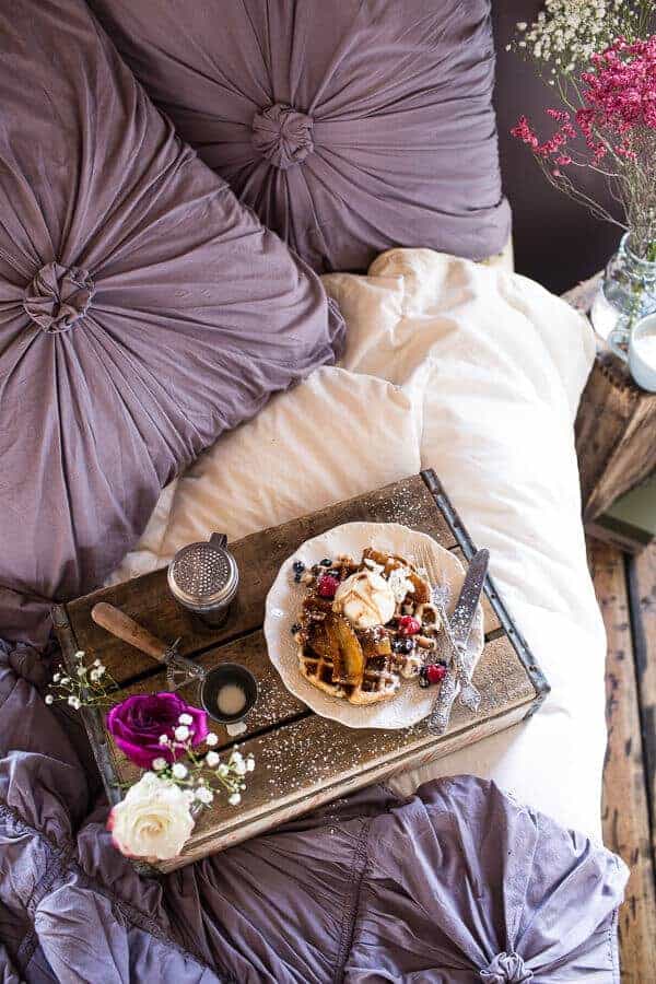 Whole Wheat Belgium Chocolate Chip Waffles with Coconut Caramelized Bananas | halfbakedharvest.com @hbharvest